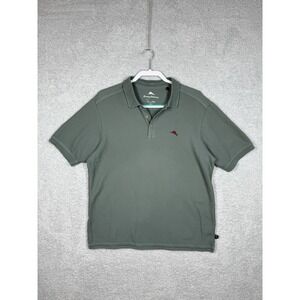Tommy Bahama Polo Shirt M Green Pima Cotton Embroidered Marlin Logo‎